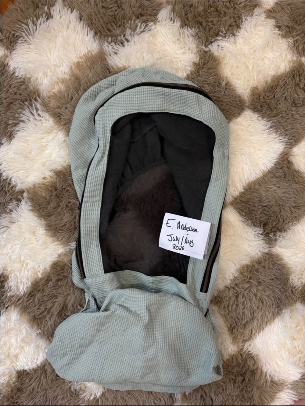 Gliz summer car seat cover. Sage green waffle